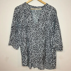 JOIE Black Floral Boho Flowy Buttons Blouse